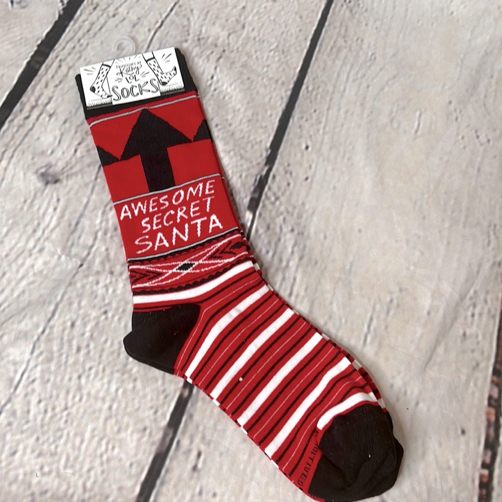 Primitives By Kathy LOL Red Black Secret Santa Christmas Socks Brand New W/Tags
